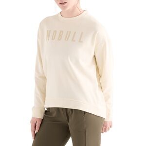 NoBull Legacy Crew Sweatshirt Women M Hi Low Fleece White Basic Long Sleeve Soft